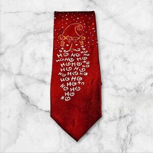 Red Christmas Santa Tie HO HO HO Novelty Holiday Necktie